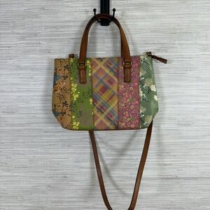 Fossil Leather Multicolor Patterned Patchwork Handbag/Crossbody Purse